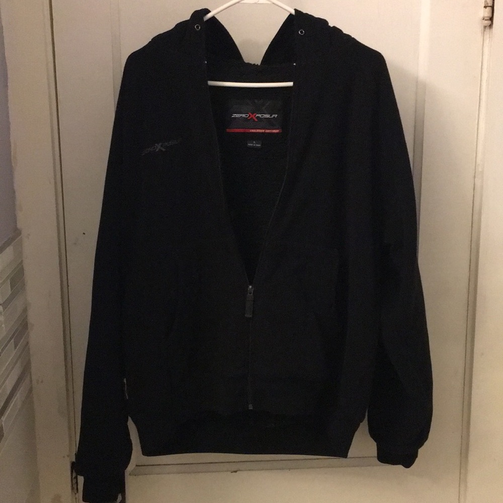 ZeroXposur heavy Sherpa lined black hoodie. Large